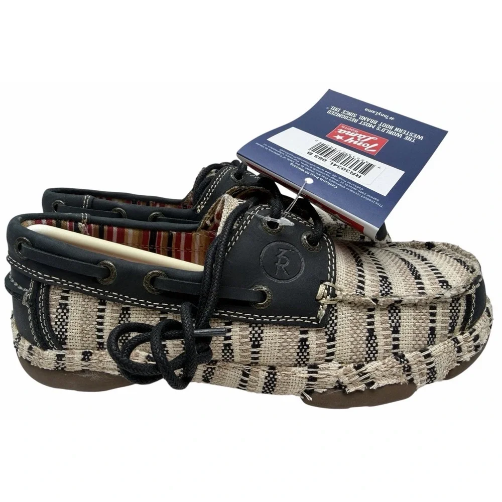 Tony Lama RR3034L Womens 6.5B Boat Shoes Casual Canvas Leather New Box